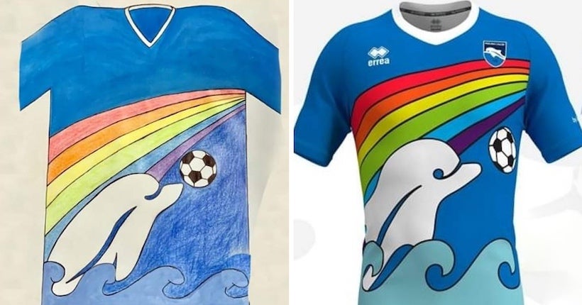 Le coloriage d'un enfant de 6 ans va devenir le maillot officiel de Pescara